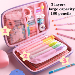 Unicorn Magic 3D Pencil Case for Students Cartoon Zipper Storage Box