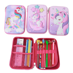 Unicorn Magic 3D Pencil Case for Students Cartoon Zipper Storage Box
