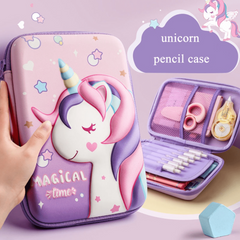 Unicorn Magic 3D Pencil Case for Students Cartoon Zipper Storage Box