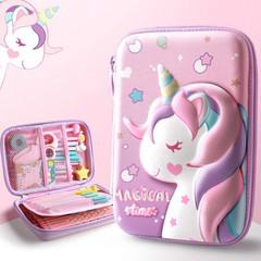 Unicorn Magic 3D Pencil Case for Students Cartoon Zipper Storage Box