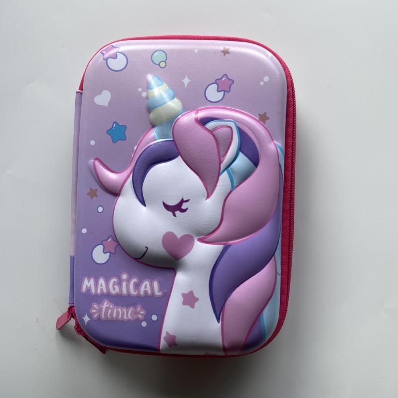 Unicorn Magic 3D Pencil Case for Students Cartoon Zipper Storage Box