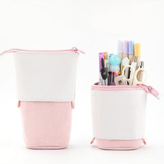 Telescopic Pencil Holder PU Corduroy Stationery Case Organizer