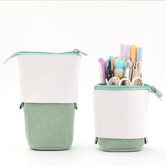 Telescopic Pencil Holder PU Corduroy Stationery Case Organizer