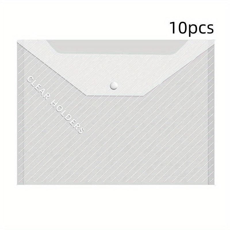 10pcs Waterproof Transparent File Bag Large Capacity Office Supplies