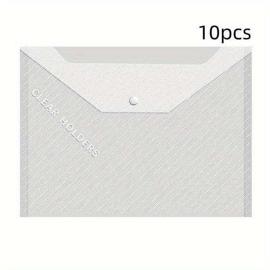 10pcs Waterproof Transparent File Bag Large Capacity Office Supplies