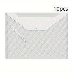 10pcs Waterproof Transparent File Bag Large Capacity Office Supplies