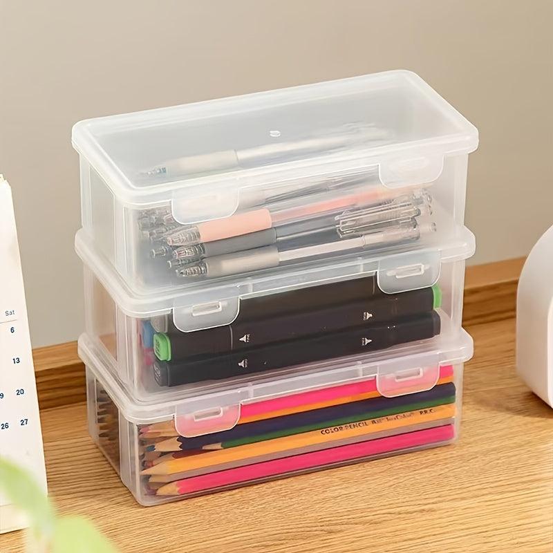 Extra Large Capacity Plastic Pencil Box Clear Office Supplies Storage
