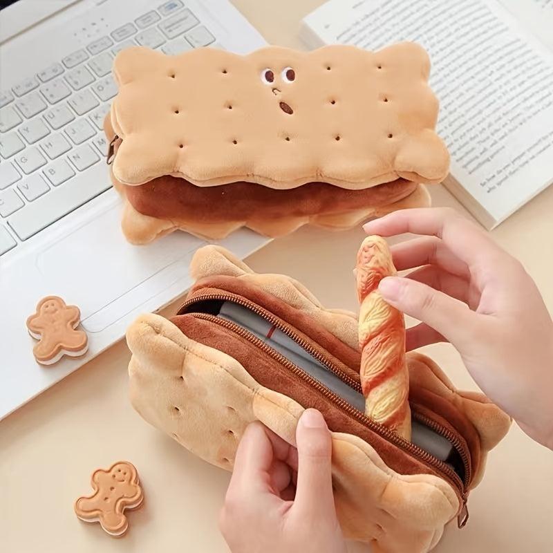 Biscuit Plush Pencil Bag Large Capacity Stationery Storage