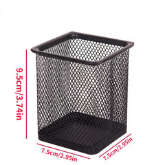 Metal Mesh Square Pen Pot Office Desk Pencil Holder