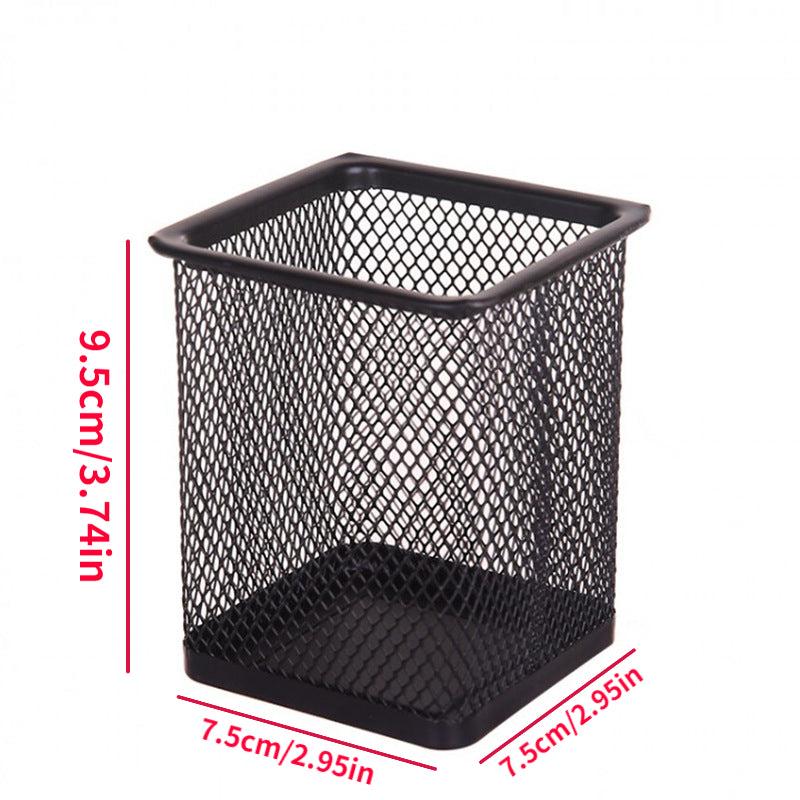 Metal Mesh Square Pen Pot Office Desk Pencil Holder