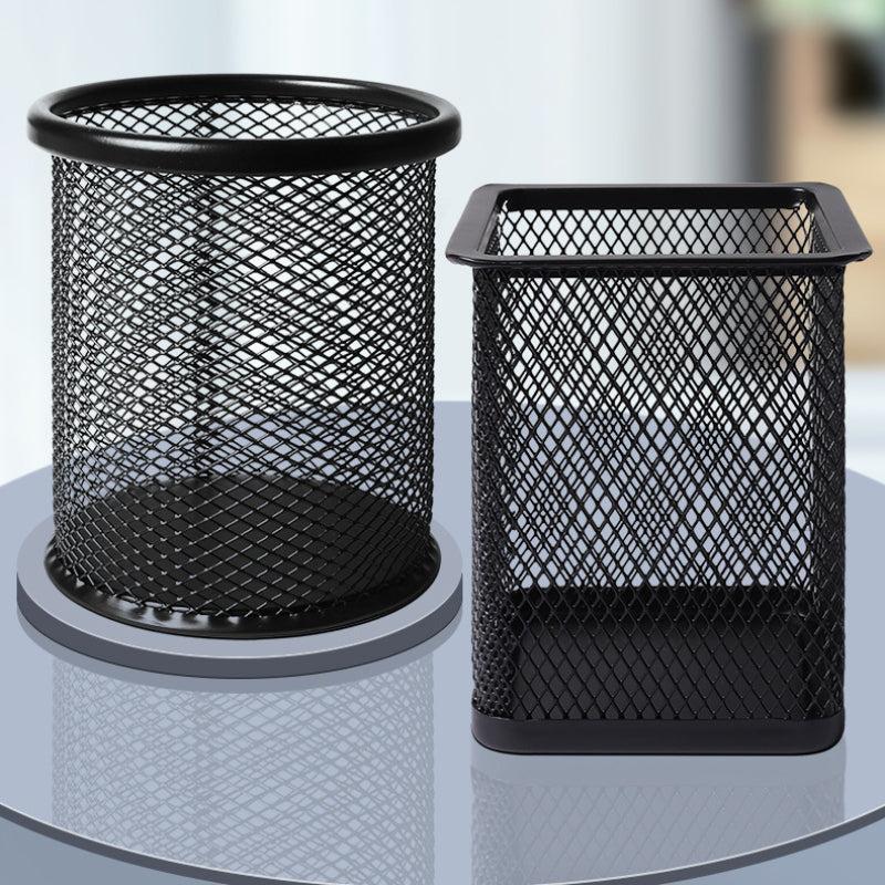 Metal Mesh Square Pen Pot Office Desk Pencil Holder