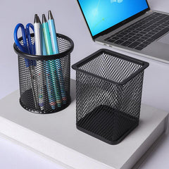 Metal Mesh Square Pen Pot Office Desk Pencil Holder