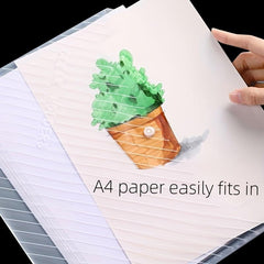 4pcs A4 Transparent File Folder Pack for Students and Office Use