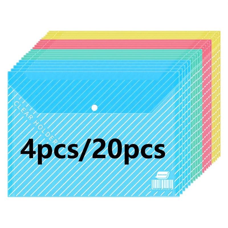 4pcs A4 Transparent File Folder Pack for Students and Office Use