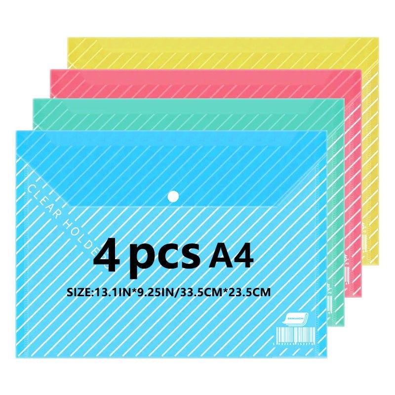 4pcs A4 Transparent File Folder Pack for Students and Office Use