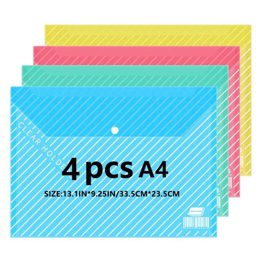 4pcs A4 Transparent File Folder Pack for Students and Office Use