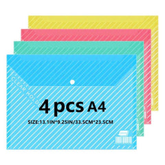 4pcs A4 Transparent File Folder Pack for Students and Office Use