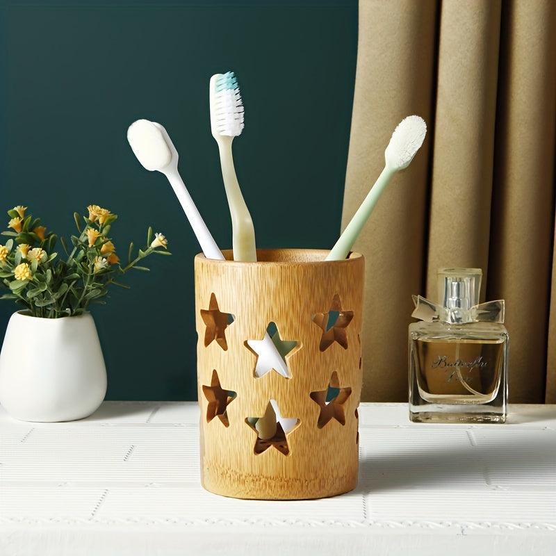 Bamboo Pen Container Toothbrush Holder
