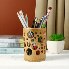 Bamboo Pen Container Toothbrush Holder