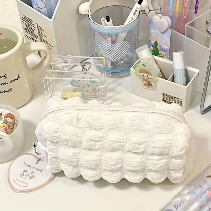 Puff Pencil Case Cream Pen Bag Stationery Storage Bag