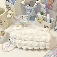 Puff Pencil Case Cream Pen Bag Stationery Storage Bag