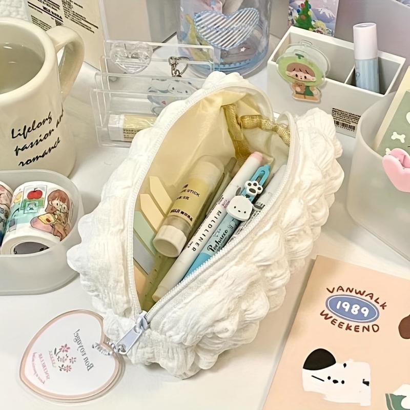 Puff Pencil Case Cream Pen Bag Stationery Storage Bag