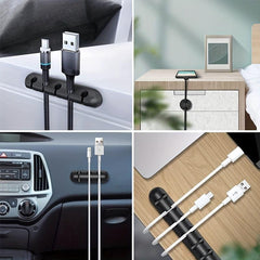 Adhesive Silicone Data Cable Organizer for Car Desktop Office Cables
