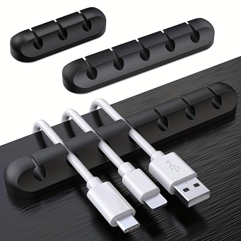 Adhesive Silicone Data Cable Organizer for Car Desktop Office Cables