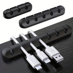 Adhesive Silicone Data Cable Organizer for Car Desktop Office Cables