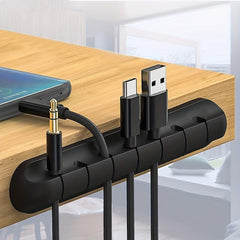 Adhesive Silicone Data Cable Organizer for Car Desktop Office Cables