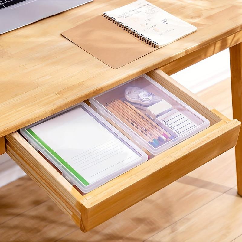 Large Capacity Transparent Dustproof Stationery Storage Box With Lid