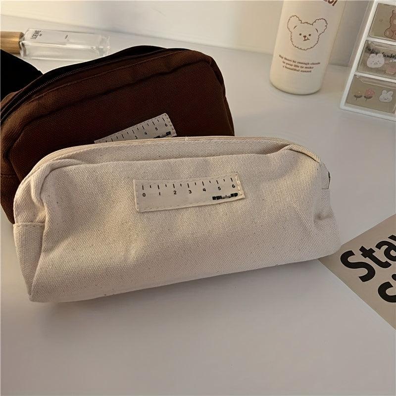 Vintage Canvas Pencil Case Bag Plain Cosmetic Storage Bag