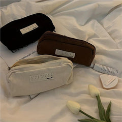 Vintage Canvas Pencil Case Bag Plain Cosmetic Storage Bag