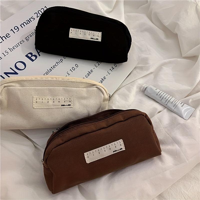 Vintage Canvas Pencil Case Bag Plain Cosmetic Storage Bag