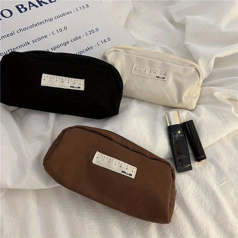 Vintage Canvas Pencil Case Bag Plain Cosmetic Storage Bag