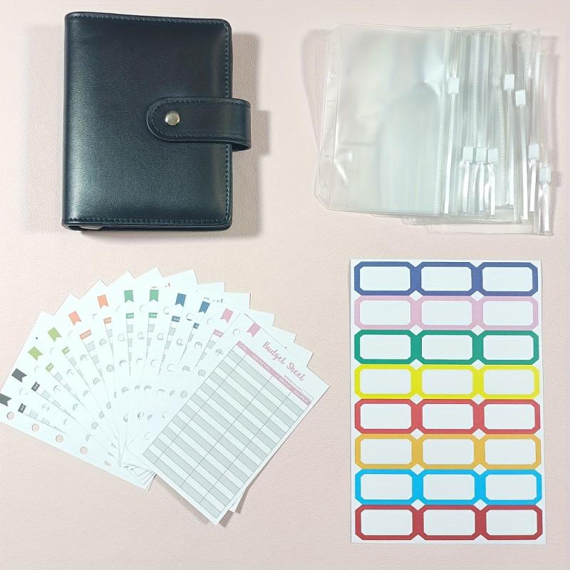 A7 PU Leather Budget Binder Wallet Set Stickers Pouches Inserts Cover Planner