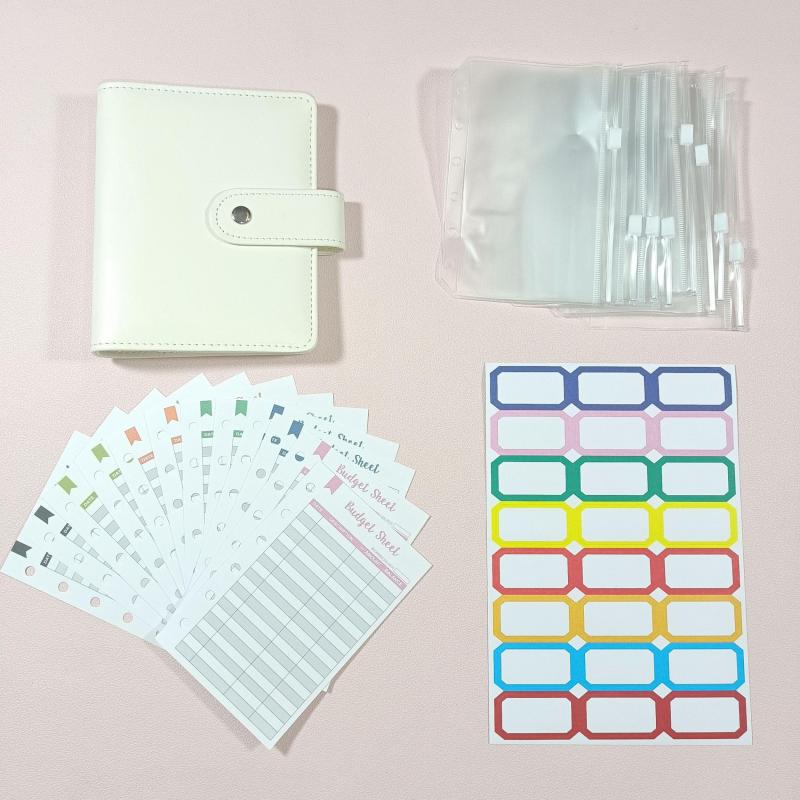 A7 PU Leather Budget Binder Wallet Set Stickers Pouches Inserts Cover Planner