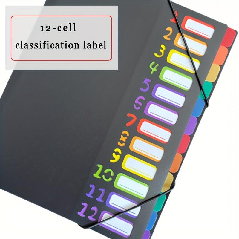12 Grid A4 Divided File Folder with Colored Labels