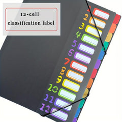 12 Grid A4 Divided File Folder with Colored Labels
