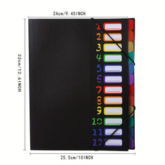 12 Grid A4 Divided File Folder with Colored Labels