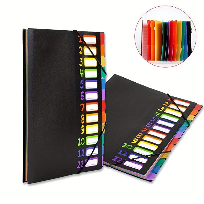 12 Grid A4 Divided File Folder with Colored Labels
