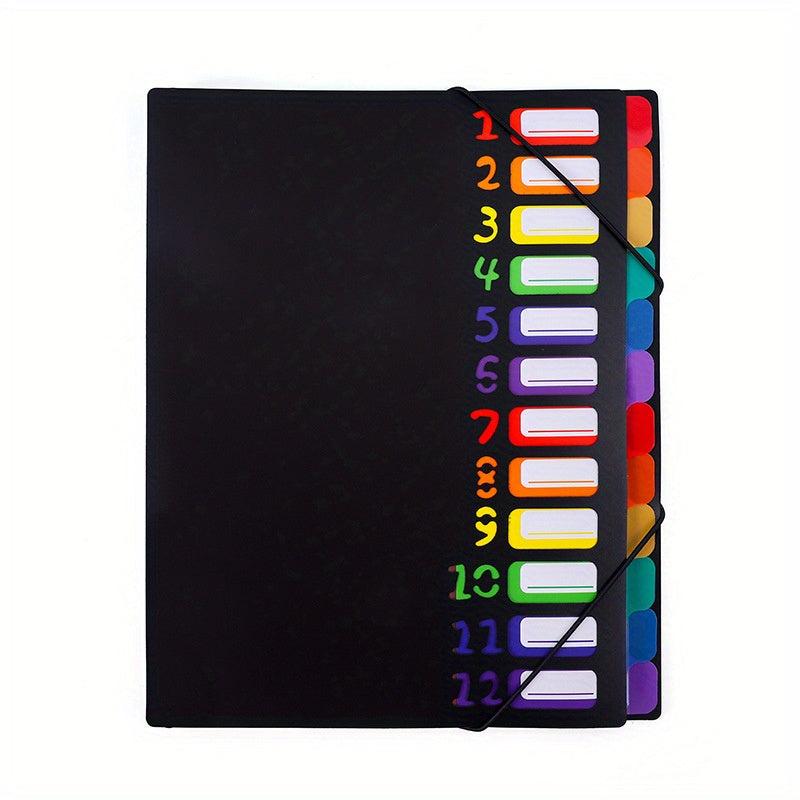 12 Grid A4 Divided File Folder with Colored Labels