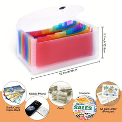 13 Pockets Accordion File Organizer for Invoice Receipt Cards Mini Wallet