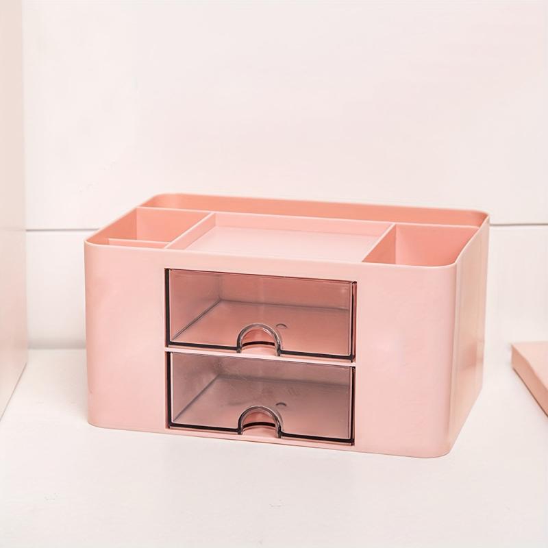 Square Double Layer Drawer Pen Holder Storage Box