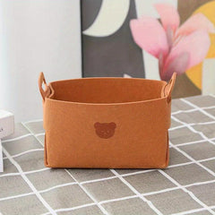 Bear Felt Storage Basket Desktop Storage Box Foldable Storage Basket