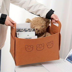 Bear Felt Storage Basket Desktop Storage Box Foldable Storage Basket