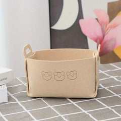Bear Felt Storage Basket Desktop Storage Box Foldable Storage Basket