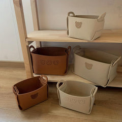 Bear Felt Storage Basket Desktop Storage Box Foldable Storage Basket