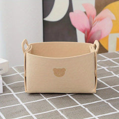 Bear Felt Storage Basket Desktop Storage Box Foldable Storage Basket