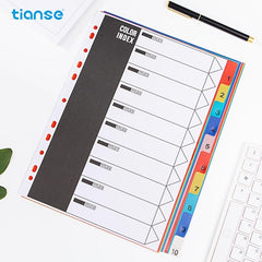 A4 Refill Paper Divider Index 11 Holes 10 Pages for Binders